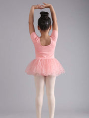 Peach Glitter Ballet Dance Dress