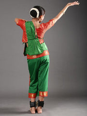 Ready to Wear Girls Kuchipudi Green Red Dance Costume