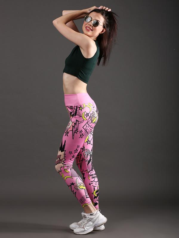 Buy The Dance Bible Mint Blue Boom Printed Gym Tights For Women Online