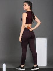Women's Gym Tights in Wine Color