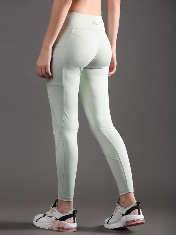 Pista Green Solid Workout Leggings