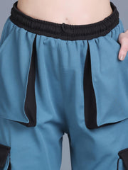 Women Stylish Flap Pockets Black Baggy Jogger Trackpants - Jacob