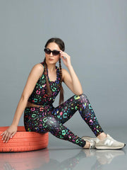 Stylish Printed Co-ord Activewear Leggings and Padded Sports Top Sets