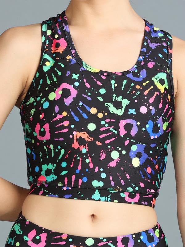 Stylish Printed Padded Sports Cropped Top - Florence
