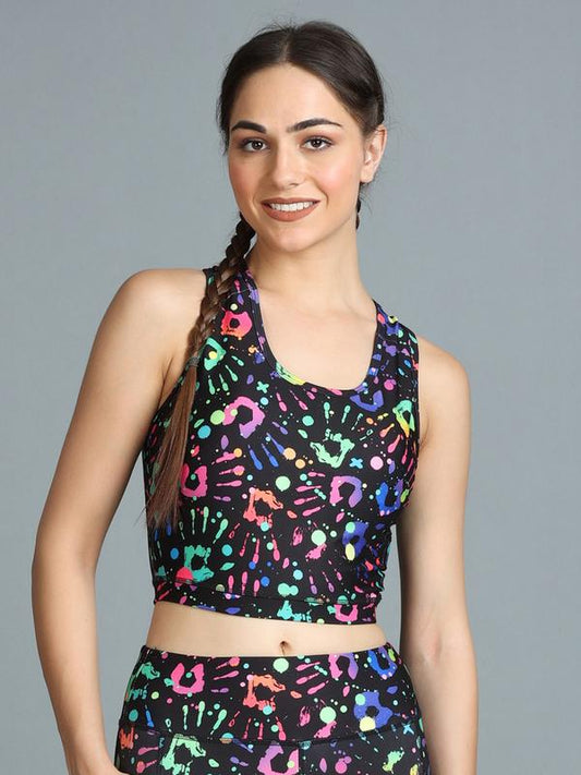 Stylish Printed Padded Sports Cropped Top - Florence 600
