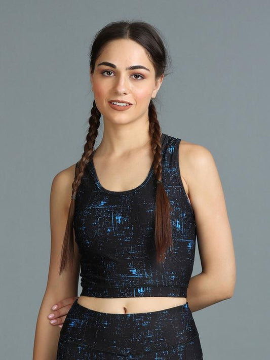 Stylish Printed Padded Sports Cropped Top - Sophie 600