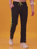 Men Black Contrast Side Tape Snap Button Flared Trackpants - Carter