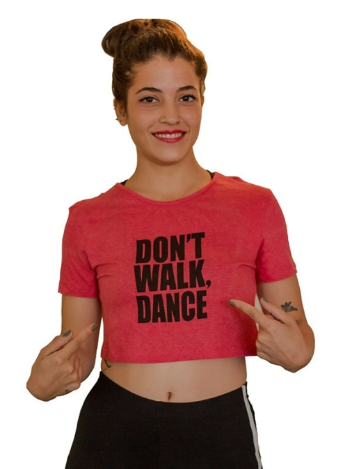 Don't Walk Printed Maroon Dance Crop Top