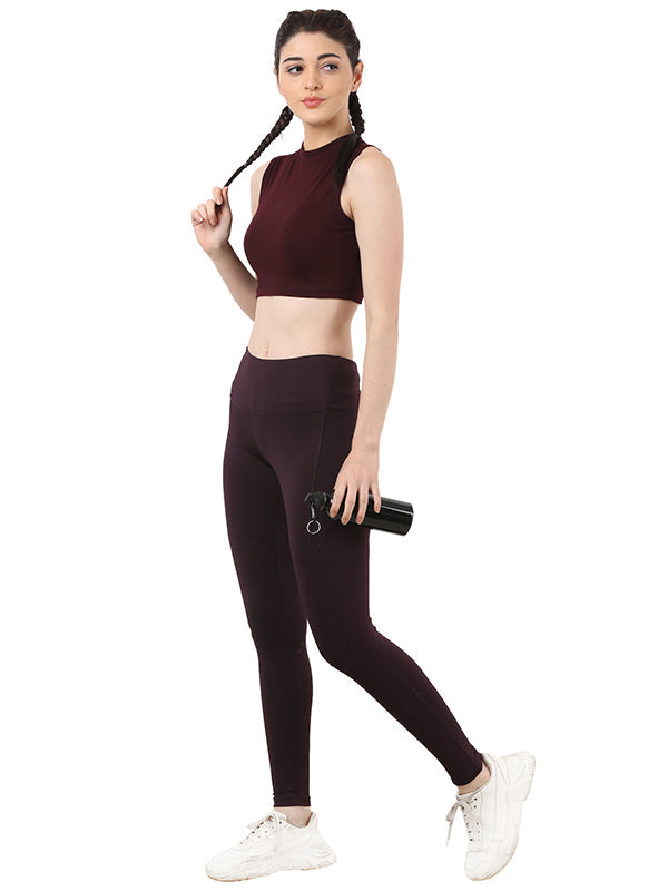 Sleeveless Crop Top in Mulberry Color 