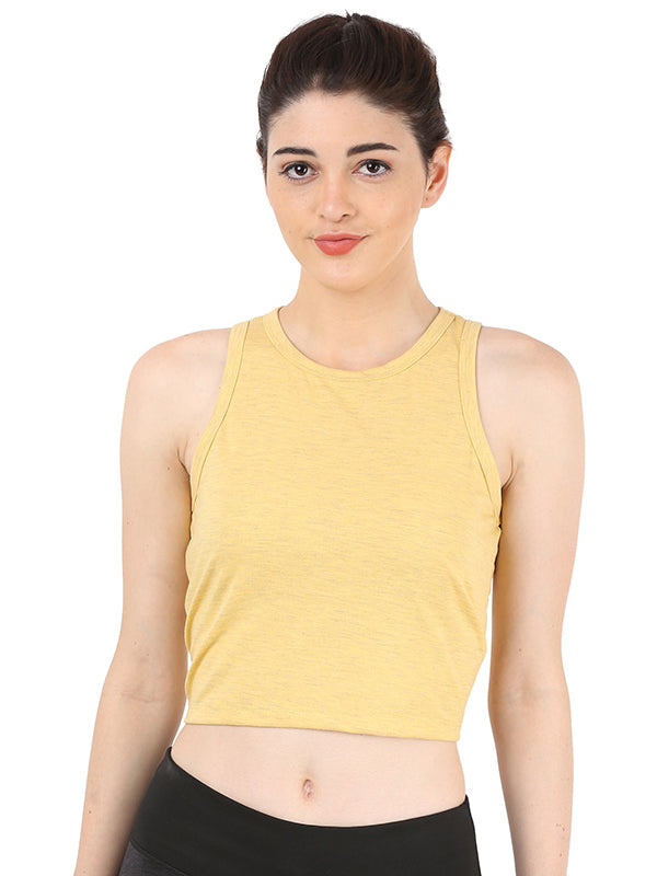 Yellow Sports Cropped Tank Top