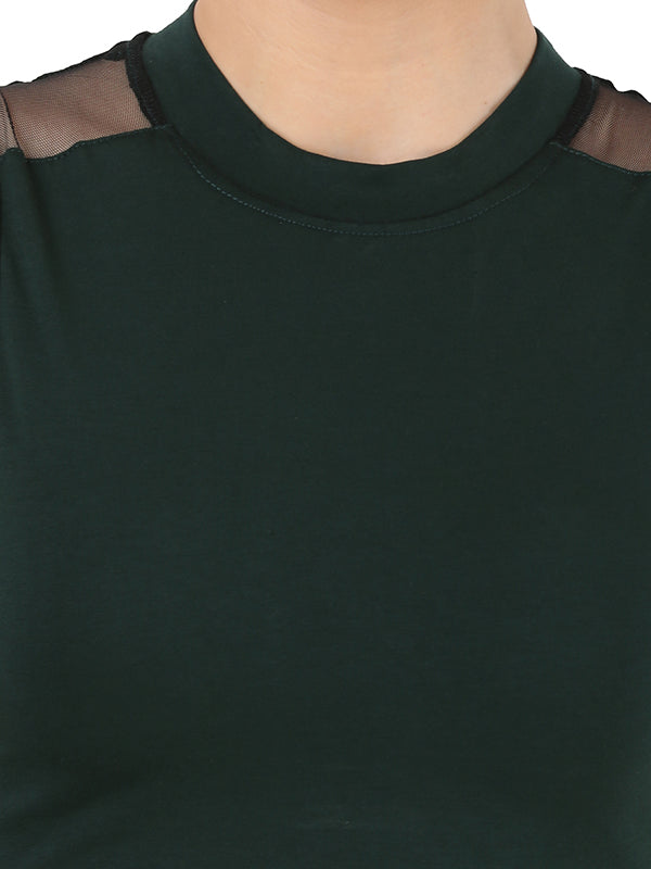 Stylish Crop Top in Bottle Green Color