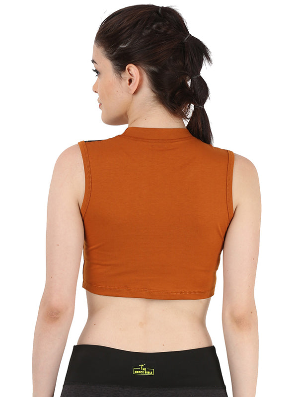 Women Yoga Crop Tops in Rust Color