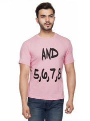 Light Pink And 5, 6, 7, 8 Print Round Neck T-Shirt
