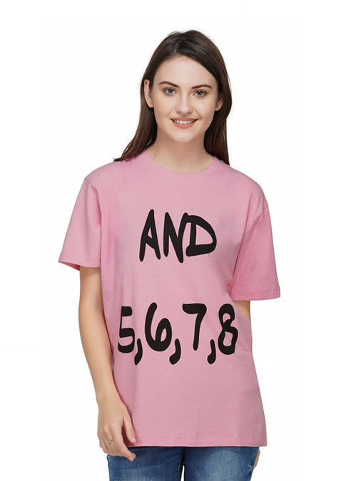 Light Pink And 5, 6, 7, 8 Print T-Shirt