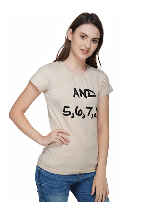 Beige And 5678 Women T-Shirt