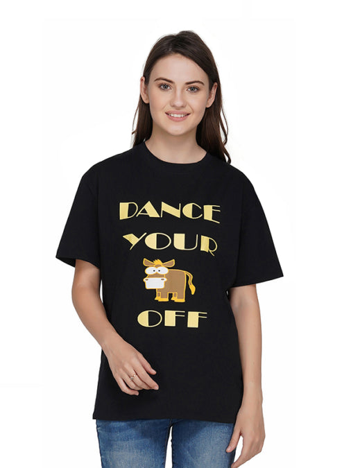 Black Dance Your Ass Off Print T-Shirt For Men