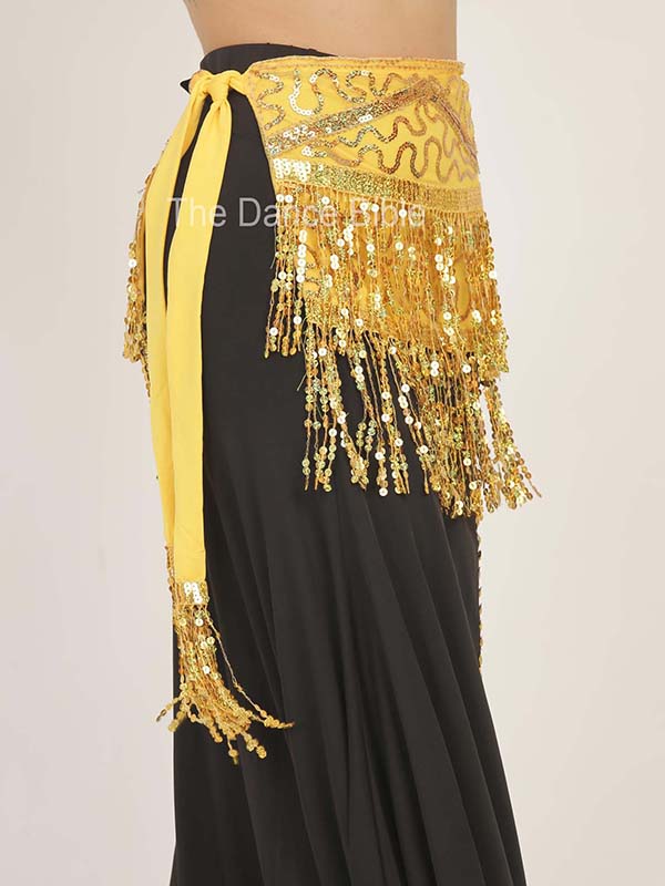 Belly Dance Hip Scarf in Yellow Color