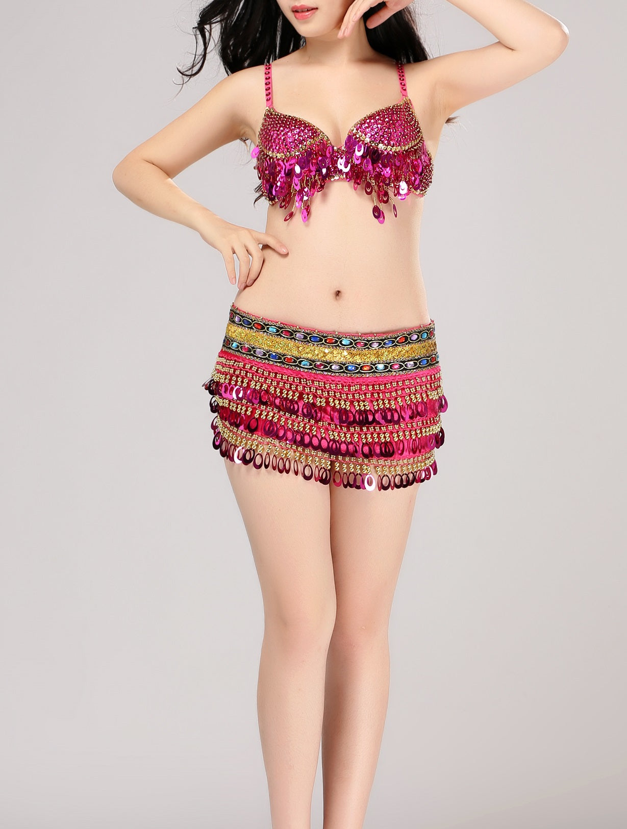 Rose Pink Stylish Belly Dance Costume