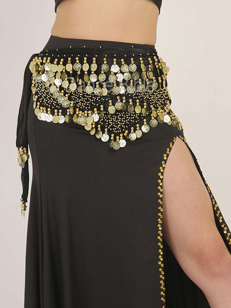 mported Belly Dance Belt Black With Gold Coins Black