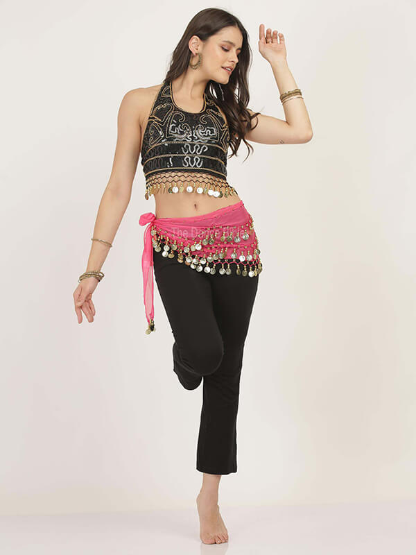 Belly Dance Belt Costumes Sequins Tassel 4 Rows Coin Hip Scarf for