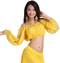 Yellow Belly Sleeves Dance Tops