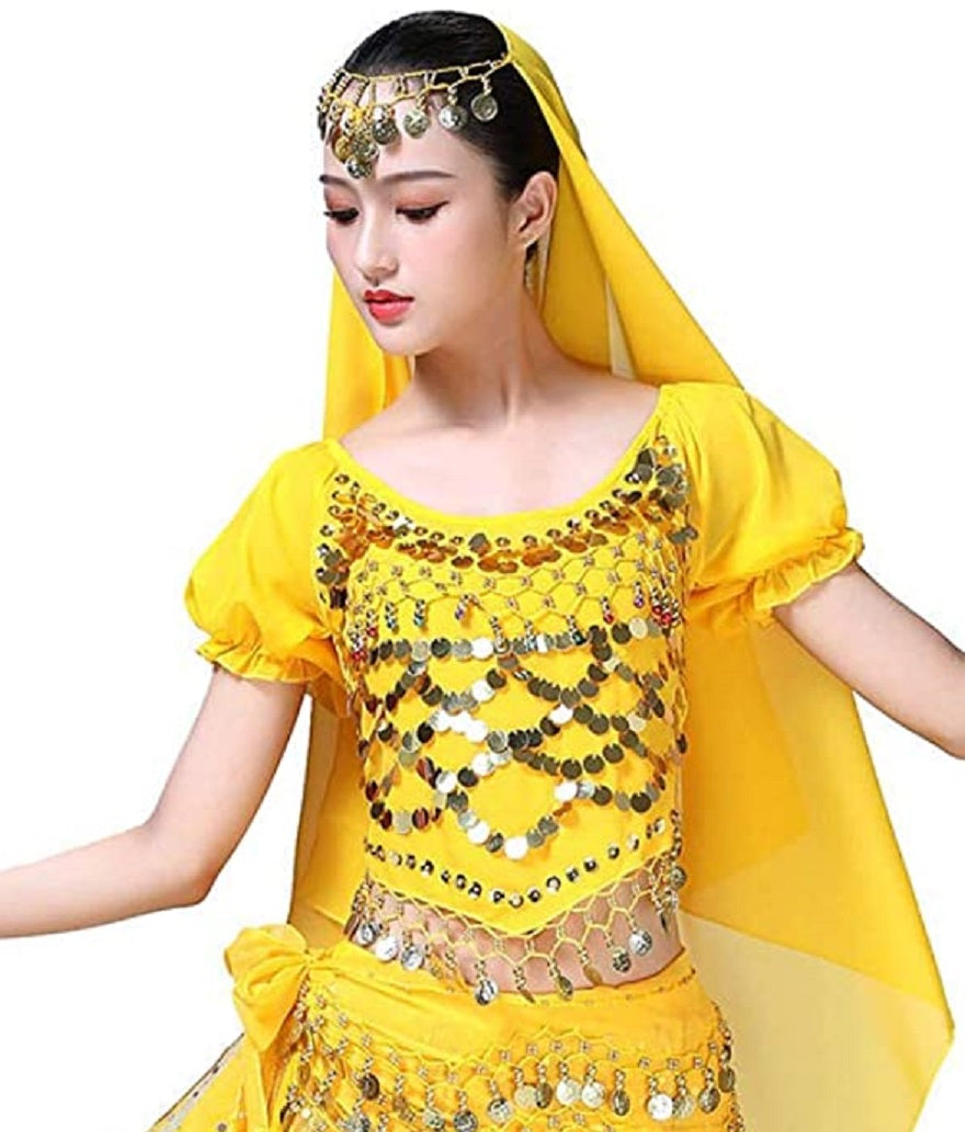 Yellow Belly Dance Embellished Top