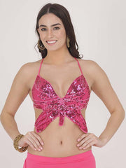 Rose Pink Butterfly Belly Dance Tops
