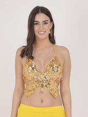 Yellow Butterfly Belly Dance Tops