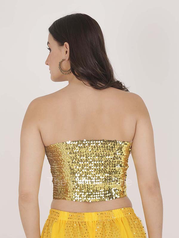 Gold Strapless Tube Crop Top