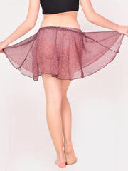 Burgundy Flower Stylish Chiffon Mini Skirt