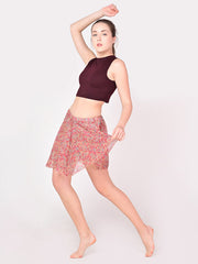 Chiffon Flowy Sheer Summer Floral Mini Skirt