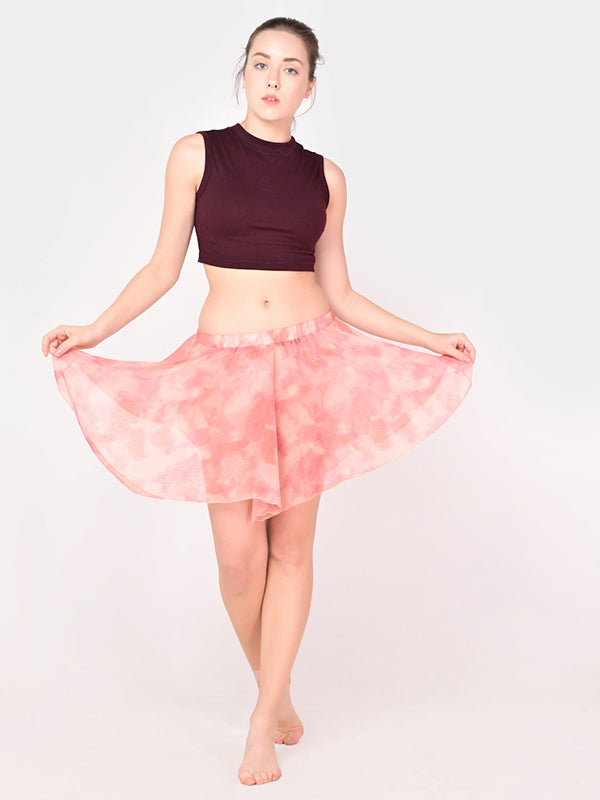 Peach Tie Dye Ballet Mini Skirt