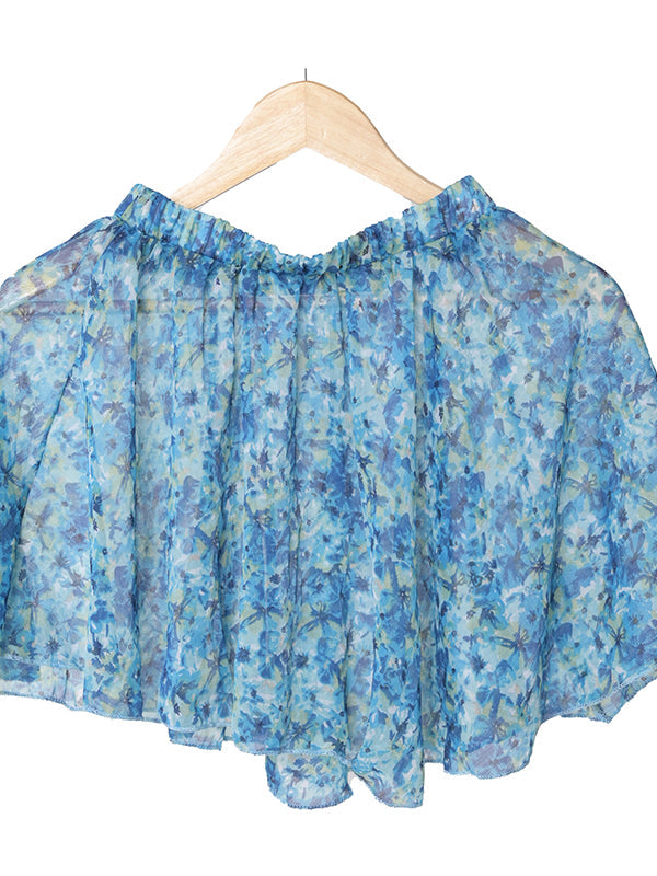 Blue Floral Mini Skirt For Ballet Dance