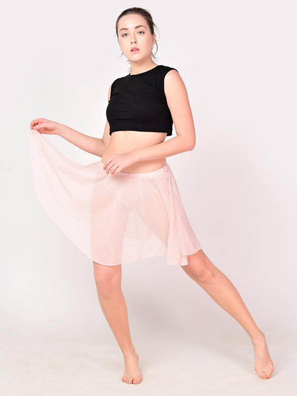 Light Pink Dot Ballet Mini Skirt
