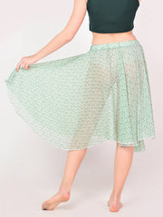 Mint Flower Knee Length Skirt Dance Costume