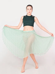 Chiffon Midi Skirt in Mint Flower Color
