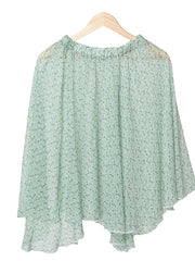 Mint Flower Stylish Flowy Sheer Midi Skirt