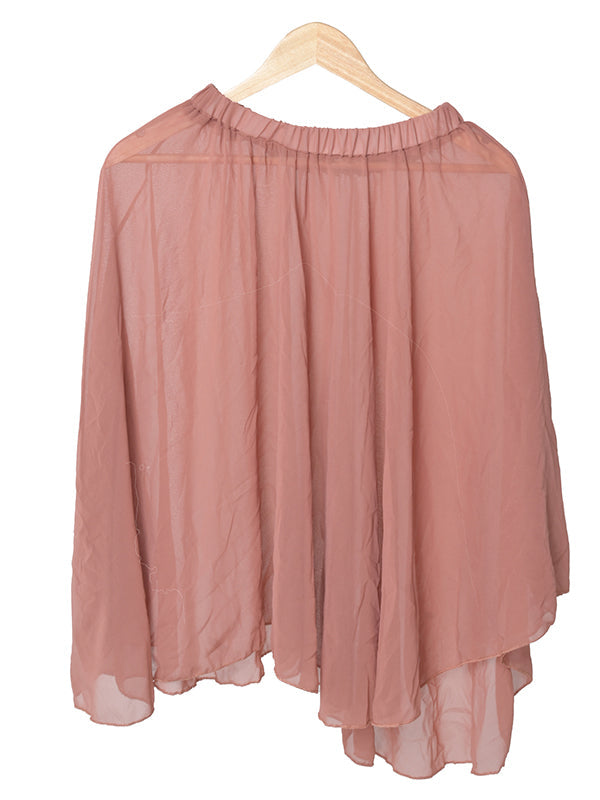 Stylish Flowy Sheer Midi Skirt in Terracotta Color