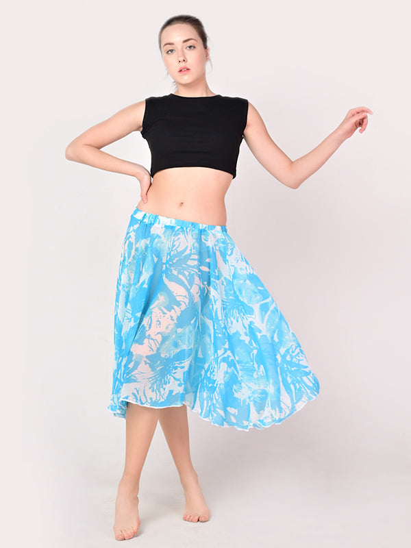 Splash Chiffon Midi Skirt in Sky Blue Color