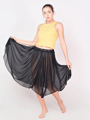 Black Chiffon Midi Skirt