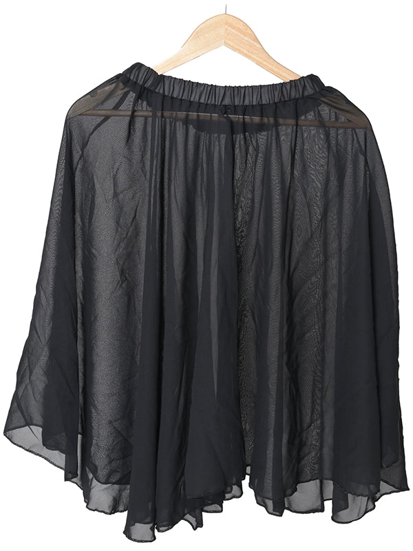 Stylish Flowy Sheer Midi Skirt in Black Color