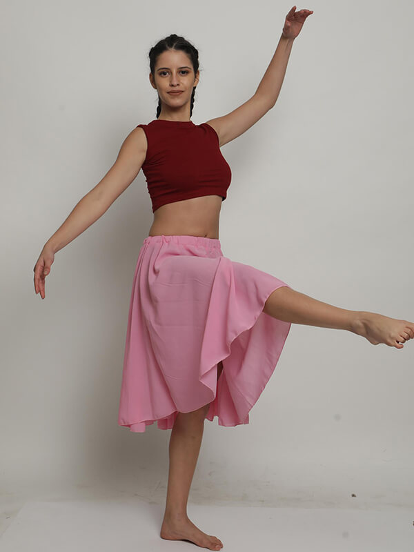 Pink Stylish Flowy Sheer Midi Skirt