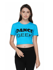 Blue Dance Geek Printed Crop Top