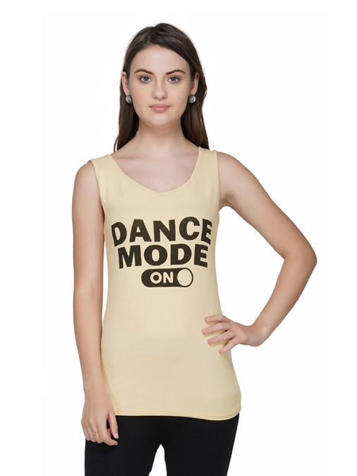 Beige Dance Mode On Print Dance Women Top