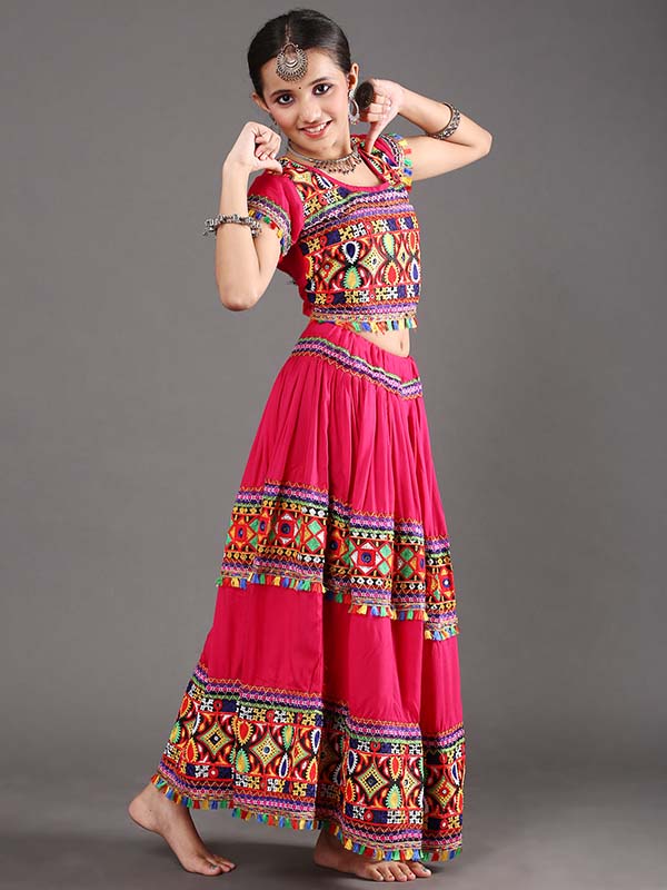 Pink Traditional Gujarati Dance Costume