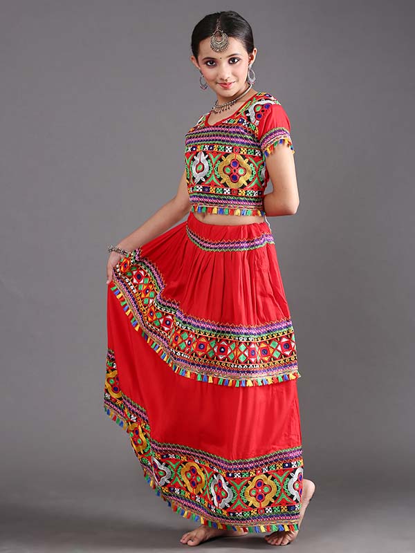 Gujarati Dandiya Night Pure Khadi Cotton Tulip Pant Kedia dress Indian Women  Festive Dance Costume Readymade 8563 : Amazon.in: Fashion