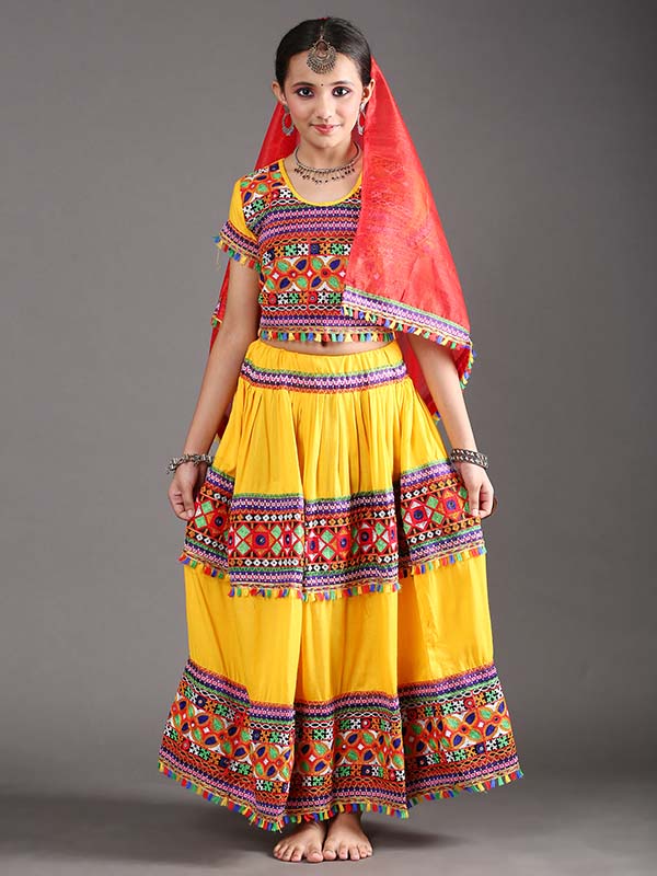 Yellow Garba Dandiya Dance Costume