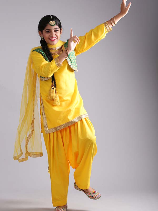 Yellow Gidda Dance Costume