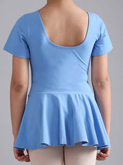 Blue Short Sleeve Spandex Ballet Dress