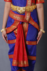 Red and Blue Bharatanatyam Dress for Girls